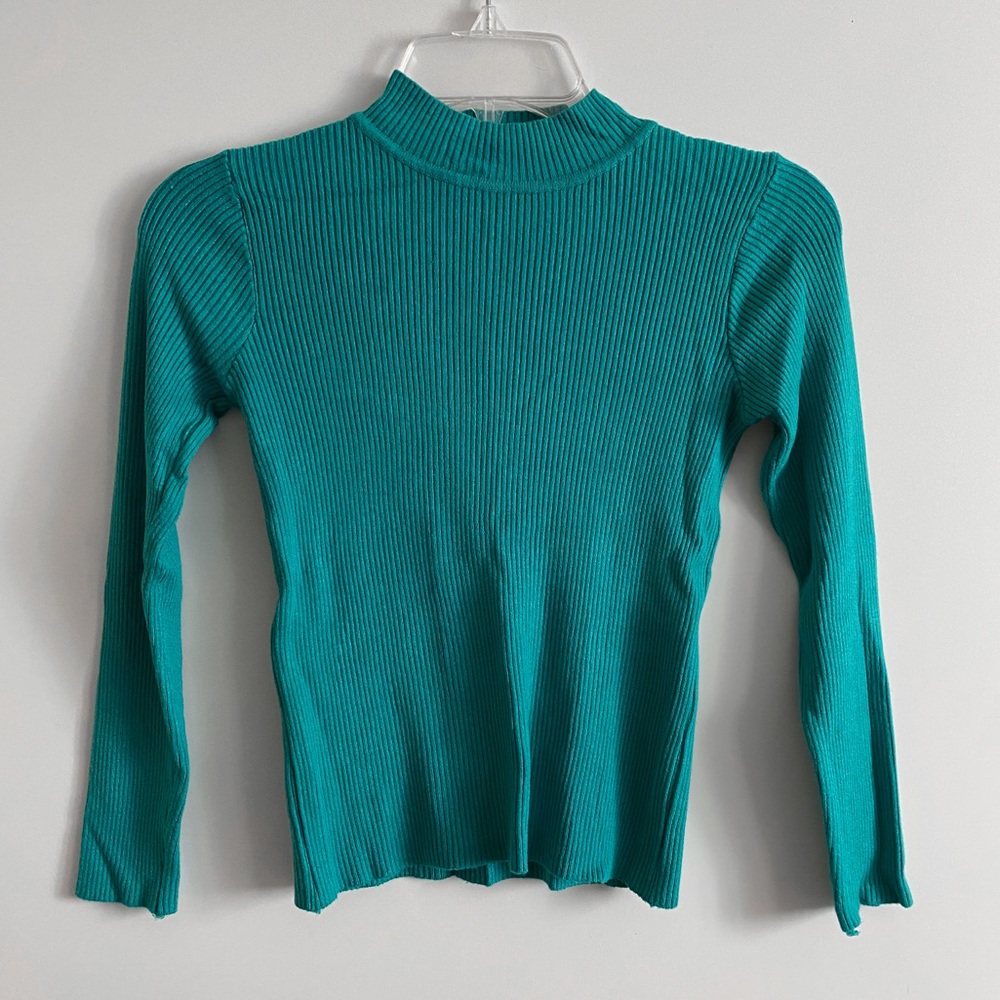 long sleeve green blue shirt